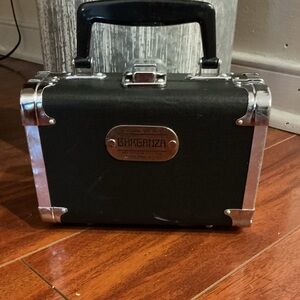 Vintage 80s Barganza Black and Silver Box Crossbody Trunk Bag w Strap